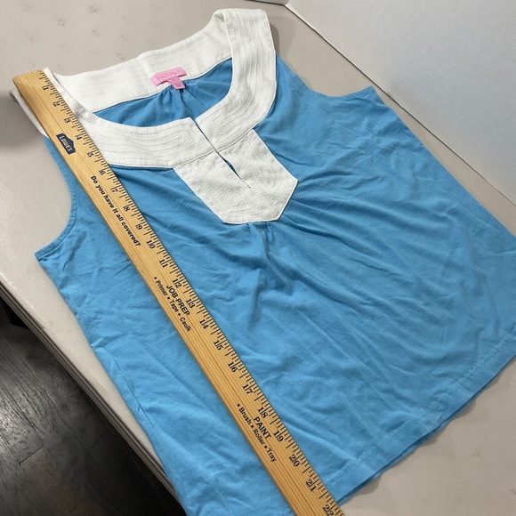 Lilly Pulitzer Blue and White Sleeveless Top Size XL - Picture 3 of 7